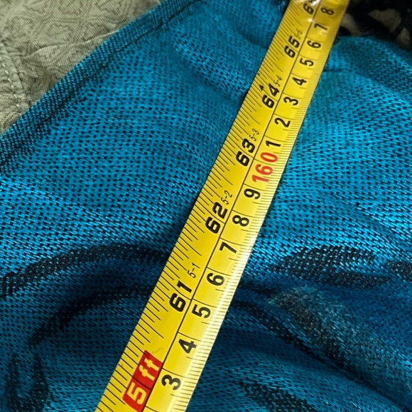 Pashmina Silk Floral Teal Fringe Scarf H - Picture 3 of 4